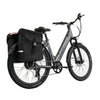 Side view of the FavoriteBikes Hybrid CSC Ebike, showcasing the sleek design, integrated motor, and premium accessories including a black pannier bag on the rear rack.
